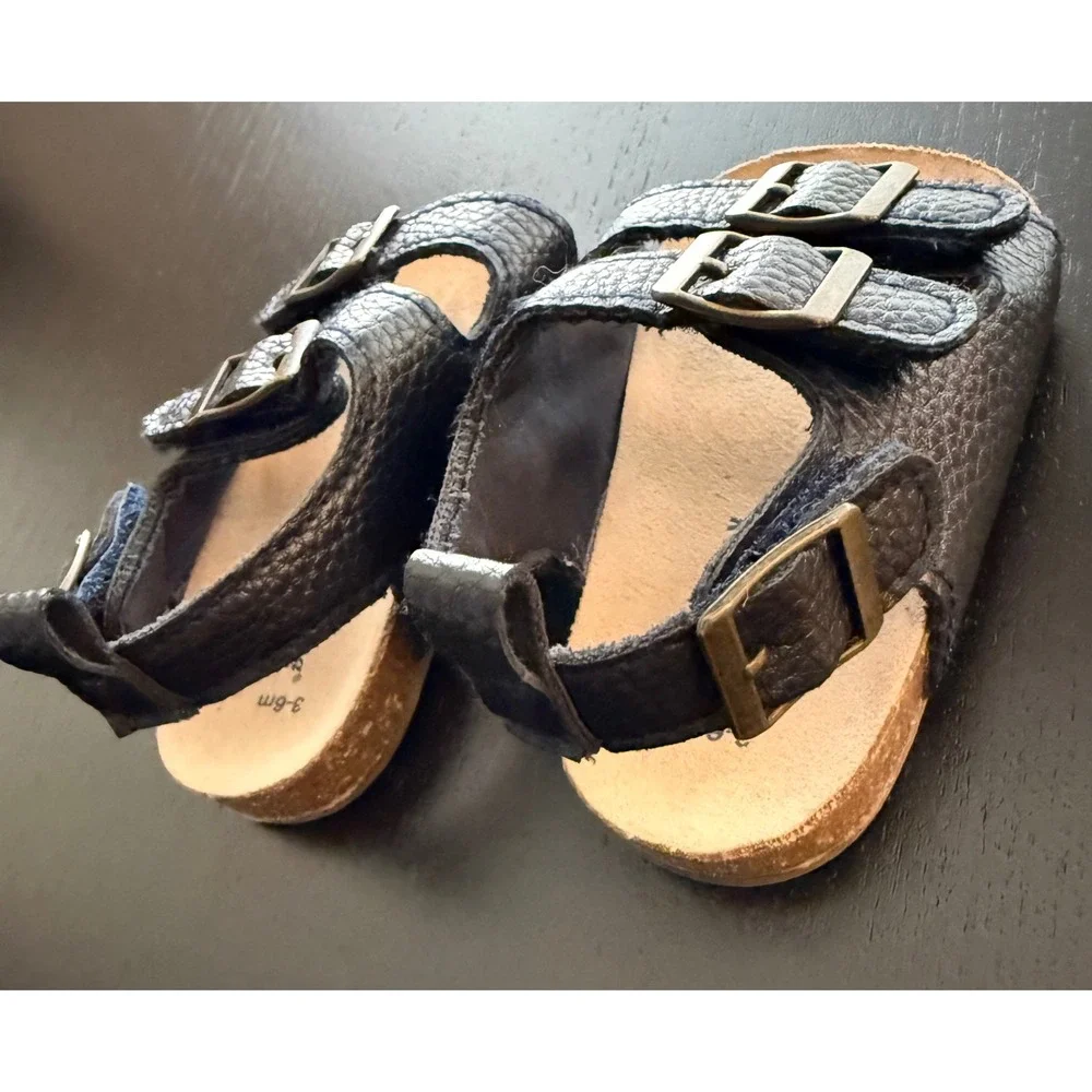 Tommy Bahama Kids Leather Sandals Baby 3-6m Navy‎ Adjustable Double Strap